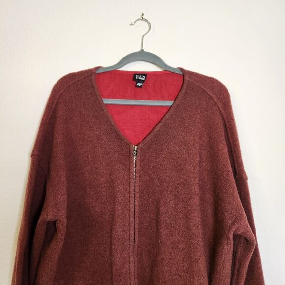Eileen Fisher Reversible Zip Lambswool & Cotton Cardigan Sweater Jacket | Size M - Picture 2 of 10